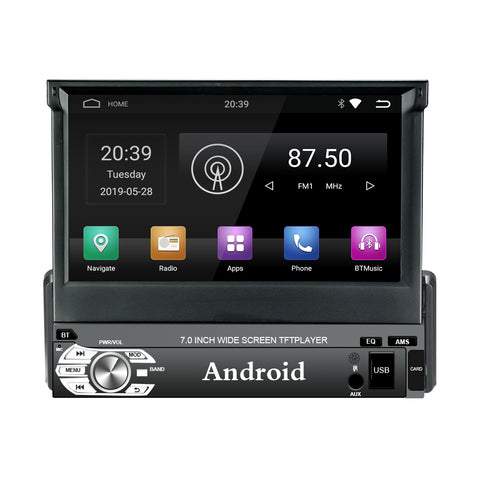 Android 9.0 single Din Car Stereo Navigation 7 inch Touch Screen GPS Car Radio with Bluetooth support AM FM RDS Wifi Hands Free