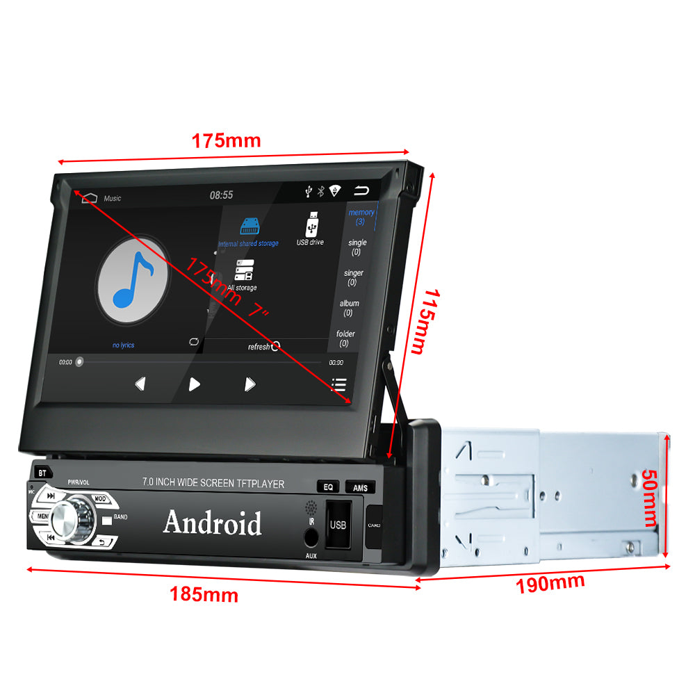 Single 1 Din Android Car Stereo Auto Head Unit Touch Screen Radio